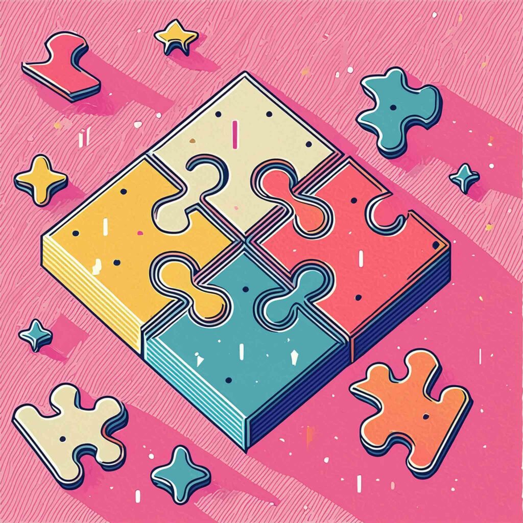 Illustration de pièces de puzzles qui s'assemblent.